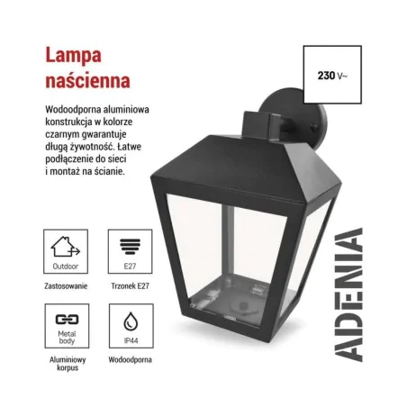 Kinkiety-ogrodowe - kinkiet elewacyjny dolny lampa zewnętrzna retro czarna adenia emos 