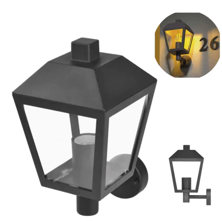 Kinkiety-ogrodowe - kinkiet elewacyjny górny lampa latarnia zewnętrzna czarna adenia emos 