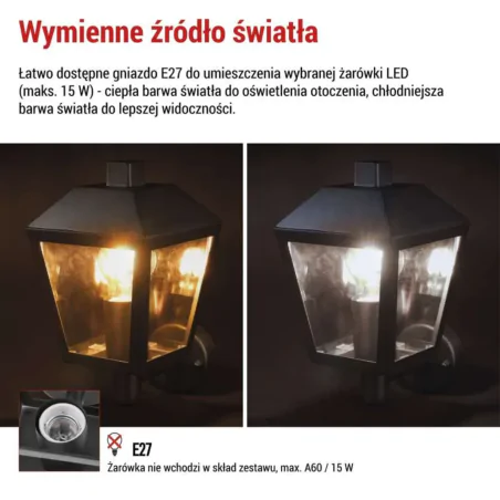 Kinkiety-ogrodowe - kinkiet elewacyjny górny lampa latarnia zewnętrzna czarna adenia emos 