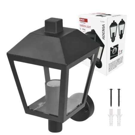 Kinkiety-ogrodowe - kinkiet elewacyjny górny lampa latarnia zewnętrzna czarna adenia emos 