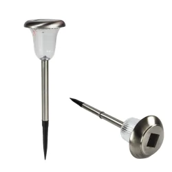 Lampy-solarne - lampa solarna ogrodowa wbijana w grunt zimne światło inox vo0315 volteno 