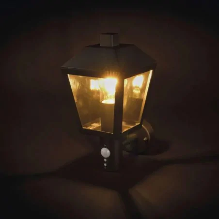 Kinkiety-ogrodowe - kinkiet elewacyjny z czujnikiem ruchu lampa latarnia zewnętrzna czarna pir adenia emos 
