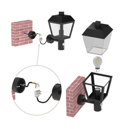 Kinkiety-ogrodowe - kinkiet elewacyjny z czujnikiem ruchu lampa latarnia zewnętrzna czarna pir adenia emos 