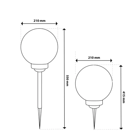 Lampy-solarne - lampka solarna wbijana naziemna kula o średnicy 25cm atris lumsol1022 lumiled 