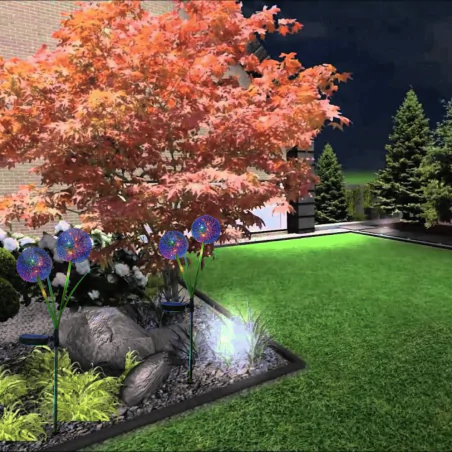 Lampy-solarne - lampka wbijana solarna led dmuchawce z kolorowym światłem rgb+zimne allium color 329516 polux-goldlux 