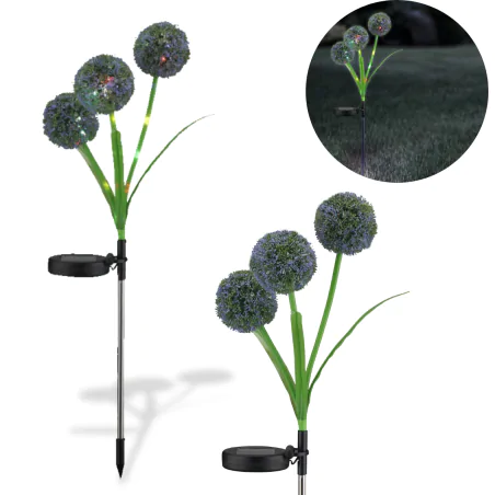 Lampy-solarne - lampka wbijana solarna led dmuchawce z kolorowym światłem rgb+zimne allium color 329516 polux-goldlux 