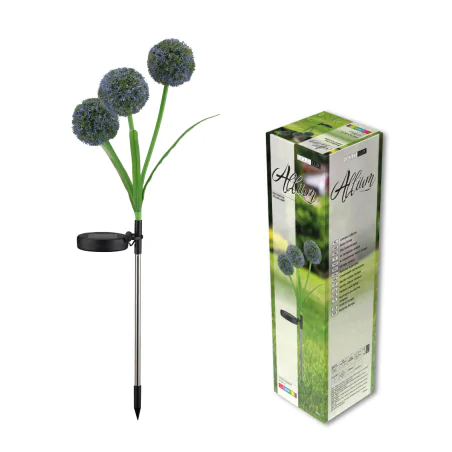 Lampy-solarne - lampka wbijana solarna led dmuchawce z kolorowym światłem rgb+zimne allium color 329516 polux-goldlux 