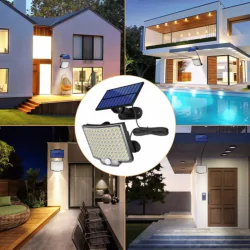 Kinkiety-solarne - naświetlacz solarny led z czujnikiem ruchu i zmierzchu 10w sterowany pilotem zimne światło 3651 lvt 