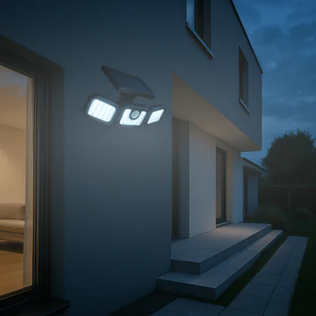 Kinkiety-solarne - naświetlacz solarny led z czujnikiem ruchu i zmierzchu mocny15w ip65 lvt 