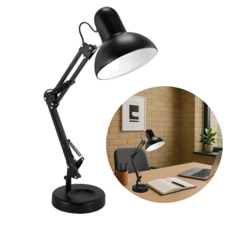 Lampki-biurkowe - lampa biurkowa kreślarska czarna e27  grafen ideus 