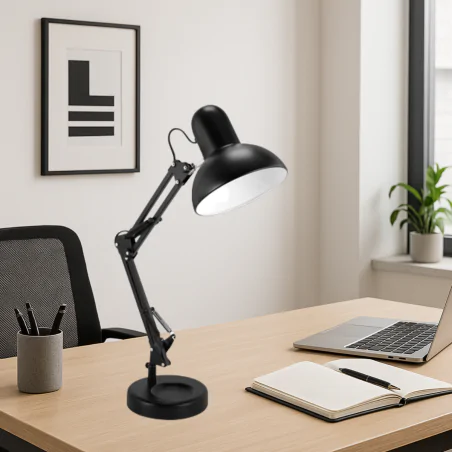 Lampki-biurkowe - lampa biurkowa kreślarska czarna e27  grafen ideus 