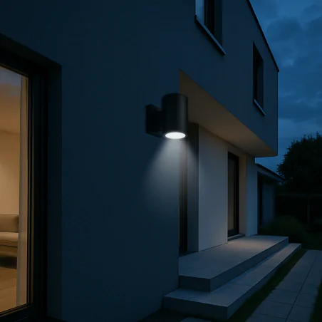 Kinkiety-solarne - lampa solarna kinkiet ścienny czarny led ip44 bastion 04373 ideus 