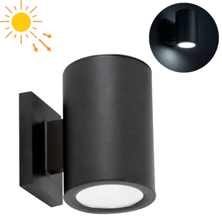 Kinkiety-solarne - lampa solarna kinkiet ścienny czarny led ip44 bastion 04373 ideus 