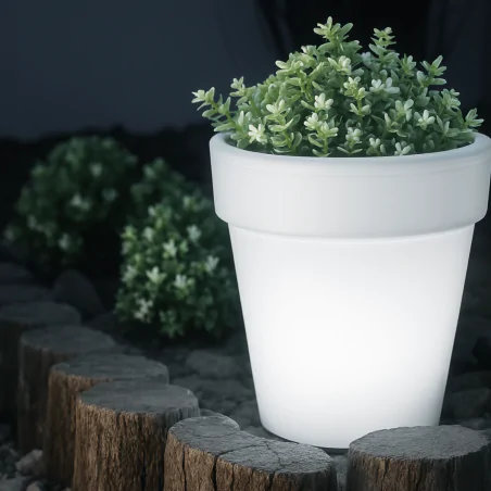 Lampy-solarne-balkonowe - lampa solarna led ogrodowa świecąca doniczka z neutralnym światłem 315601 polux-goldlux 