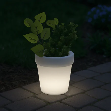 Lampy-solarne-balkonowe - lampa solarna led ogrodowa świecąca doniczka z neutralnym światłem 315601 polux-goldlux 