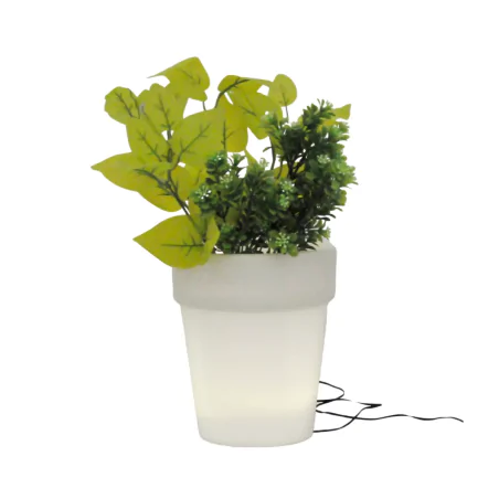 Lampy-solarne-balkonowe - lampa solarna led ogrodowa świecąca doniczka z neutralnym światłem 315601 polux-goldlux 