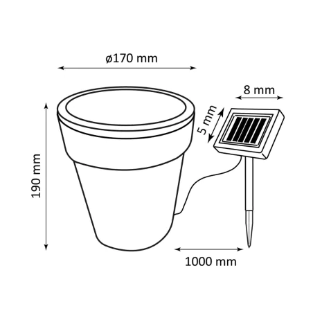 Lampy-solarne-balkonowe - lampa solarna led ogrodowa świecąca doniczka z neutralnym światłem 315601 polux-goldlux 