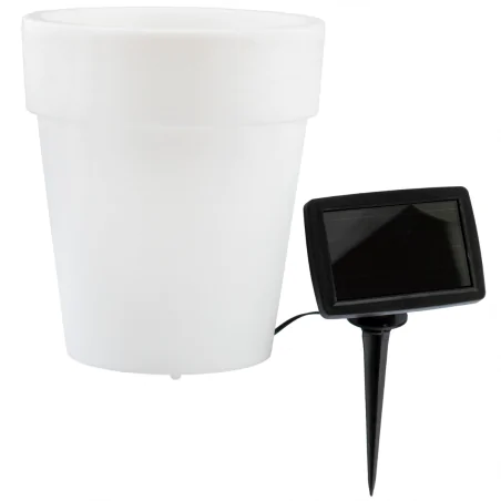 Lampy-solarne-balkonowe - lampa solarna led ogrodowa świecąca doniczka z neutralnym światłem 315601 polux-goldlux 