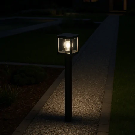 Lampy-ogrodowe-stojace - lampa ogrodowa na żarówkę e27 słupek czarny latarnia 60cm lidio 0556 lvt 