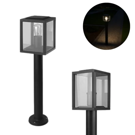 Lampy-ogrodowe-stojace - lampa ogrodowa na żarówkę e27 słupek czarny latarnia 60cm lidio 0556 lvt 