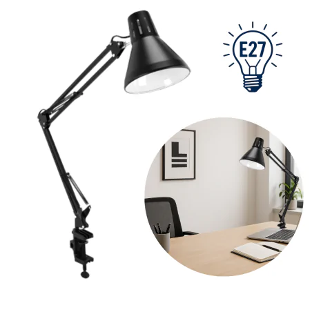Lampki-biurkowe - lampa biurkowa przykręcana do blatu e27  grafen ideus 