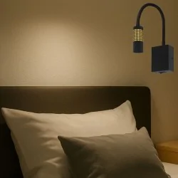 Kinkiety-do-salonu - kinkiet do czytania led nad łózko czarno-złoty ari ideus 