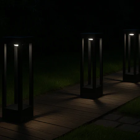 Slupki-ogrodowe - lampa ogrodowa stojąca solarna led czarna zimne światło palermo 330291 polux-goldlux 