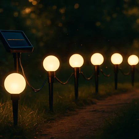 Swiecace-kule-i-girlandy - girlanda solarna led wbijane kuleczki z ciepłym światłem do ogrodu 2m 330208 polux-goldlux 