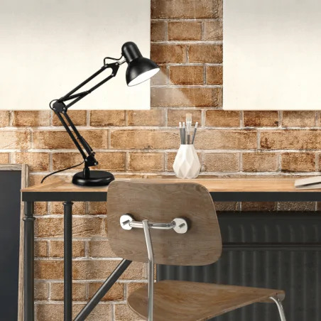 Lampki-biurkowe - lampka biurkowa kreślarska czarna do pracy i nauki na żarówkę e27 lena 1087 lvt 