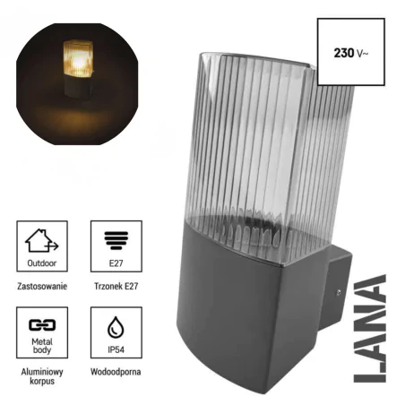 Kinkiety-ogrodowe - kinkiet elewacyjny lampa naścienna zewnętrzna ip54 lana emos 