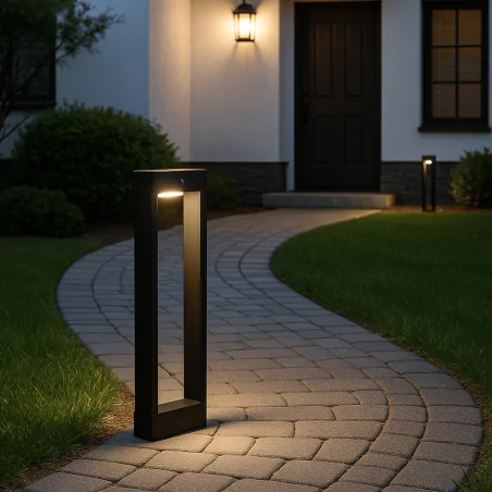 Lampy-ogrodowe-stojace - lampa ogrodowa solarna led stojąca słupek 60cm z czujnikiem ruchu i zmierzchu rio 557 lvt 