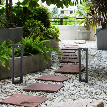 Lampy-ogrodowe-stojace - lampa ogrodowa solarna led stojąca słupek 60cm z czujnikiem ruchu i zmierzchu rio 557 lvt 