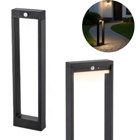 Lampy-ogrodowe-stojace - lampa ogrodowa solarna led stojąca słupek 60cm z czujnikiem ruchu i zmierzchu rio 557 lvt 