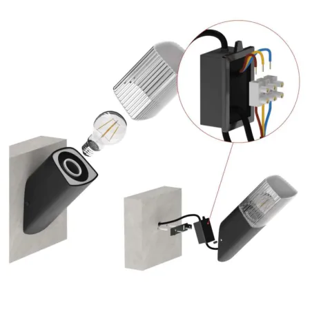 Kinkiety-ogrodowe - kinkiet elewacyjny skośny lampa naścienna zewnętrzna lana ip54 emos 