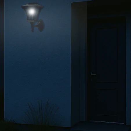 Kinkiety-solarne - kinkiet ogrodowy solarny led czarny w stylu angielskim tirana 330918 polux-goldlux 