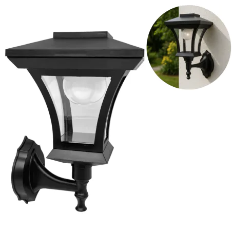 Kinkiety-solarne - kinkiet ogrodowy solarny led czarny w stylu angielskim tirana 330918 polux-goldlux 