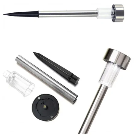 Lampy-solarne - lampka solarna wbijana prosta srebrna tania zimne światło palis lumiled 