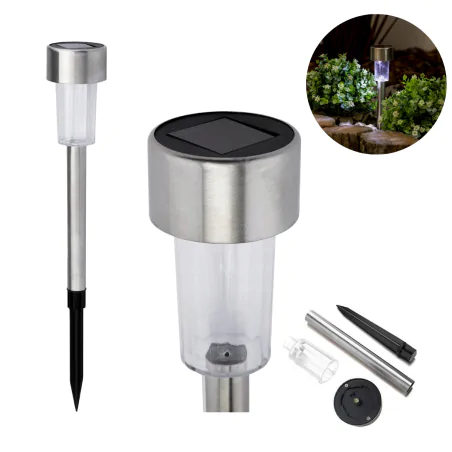 Lampy-solarne - lampka solarna wbijana prosta srebrna tania zimne światło palis lumiled 