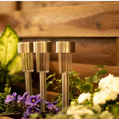 Lampy-solarne - lampka solarna wbijana prosta srebrna tania zimne światło palis lumiled 