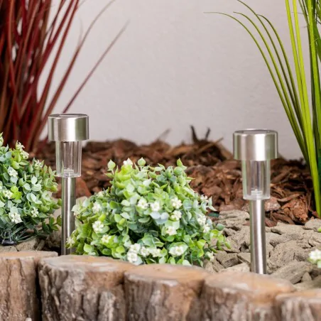 Lampy-solarne - lampka solarna wbijana prosta srebrna tania zimne światło palis lumiled 