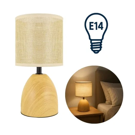 Lampki-nocne - lampka stołowa skandynawska imitacja drewna e14 jota ideus 