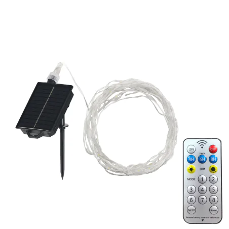 Swiecace-kule-i-girlandy - girlanda solarna ogrodowa led 10m z pilotem ciepłe+kolorowe światło rgb 330222 polux-goldlux 