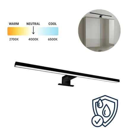 Kinkiety-lazienkowe - czarny kinkiet nad lustro do łazienki led 9w podłużny neutralny doli ideus 