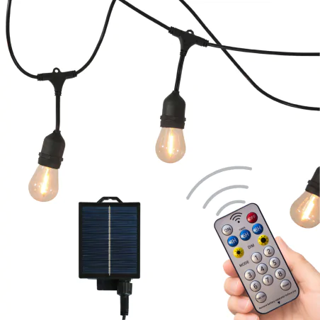 Swiecace-kule-i-girlandy - girlanda solarna ogrodowa led na pilota 10m ciepłe światło 8 trybów świecenia party 328656 polux-goldlux 