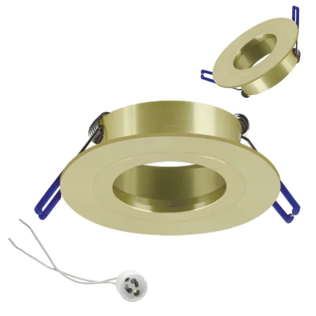 Oprawy-sufitowe-stale - oczko sufitowe podtynkowe złote stałe na żarówkę gu10 pluto c 04235 ideus 