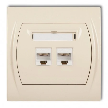 Gniazda-komputerowe - gniazdo komputerowe podwójne beżowe rj45 1lgk-2 logo karlik 