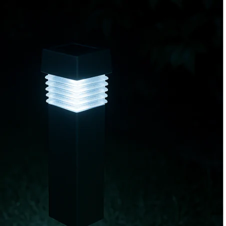 Lampy-solarne - lampka solarna wbijana led do ogrodu czarna z zimnym światłem zen led 04376 ideus 