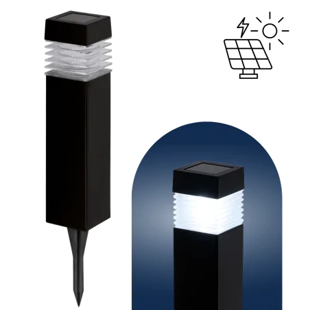 Lampy-solarne - lampka solarna wbijana led do ogrodu czarna z zimnym światłem zen led 04376 ideus 