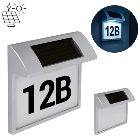 Kinkiety-solarne - lampa solarna natynkowa elewacyjna z podświetlanym numerem domu adres 04372 ideus 