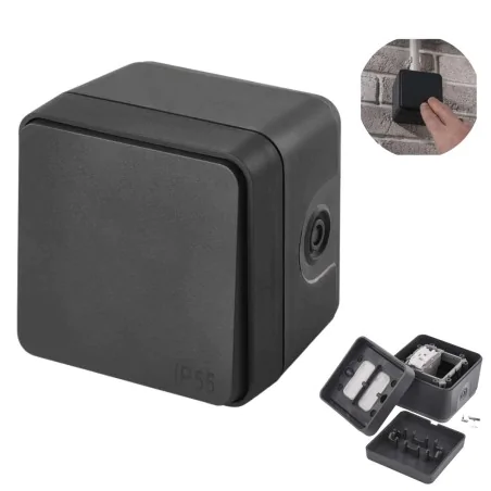 Wlaczniki-i-przyciski-dzwonkowe - przycisk dzwonkowy natynkowy szary ip55 cyklone emos 